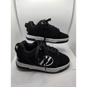 Heelys Voyager Wheeled Rolling Tennis Shoes Youth Size 1 Black White